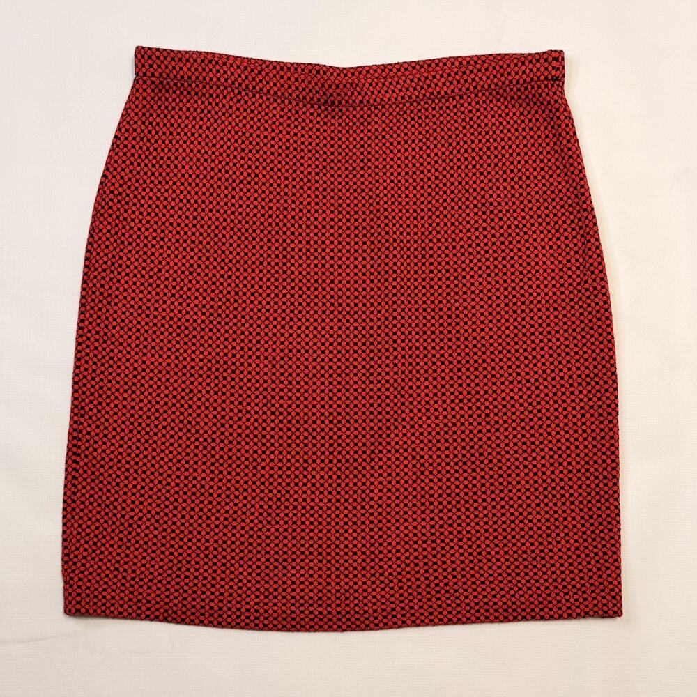 St. John Collection Skirt Womens XL Red Black Knit Pencil Stretch Career